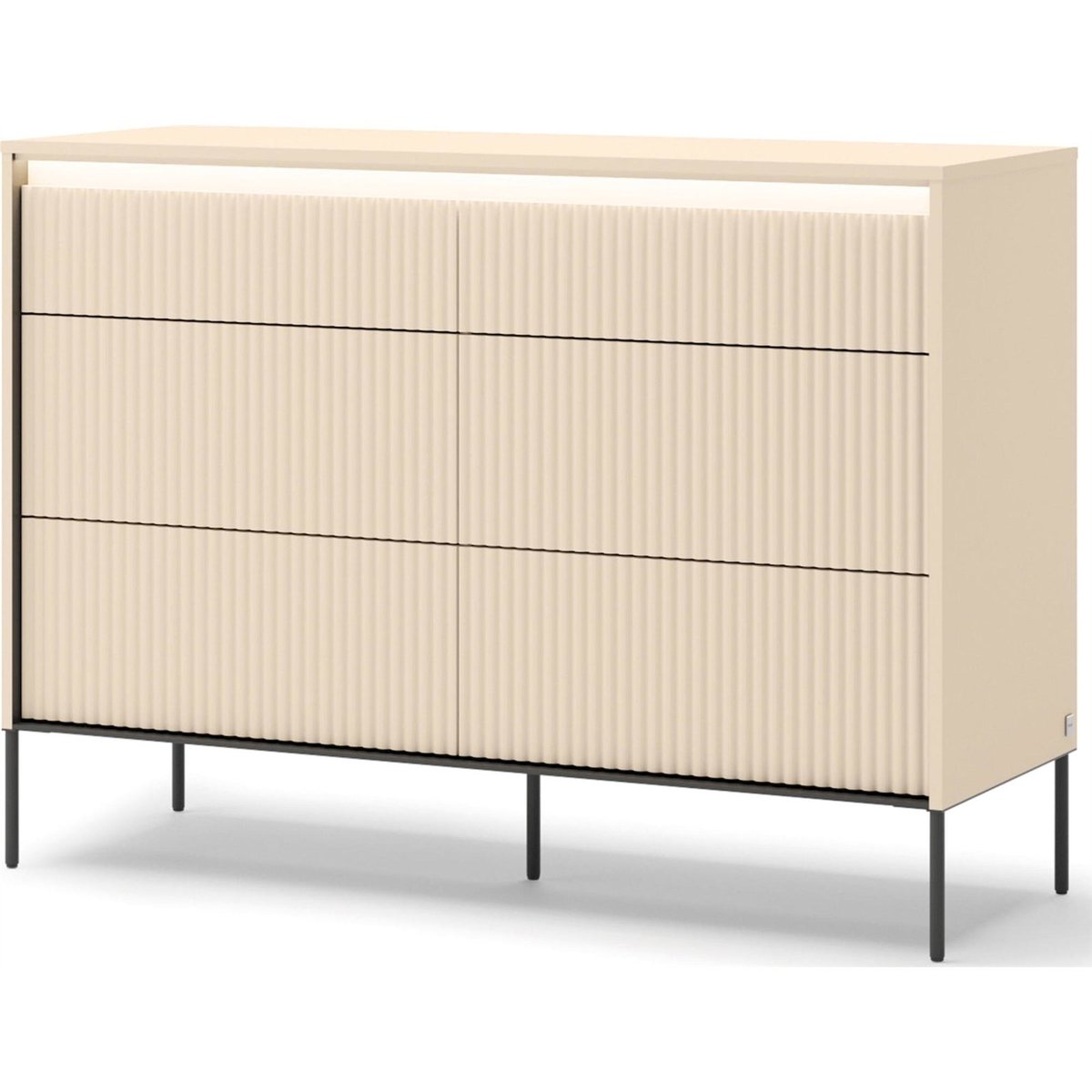Commode collection TREND avec éclairage beige sable et noir, RECOLLECTION
