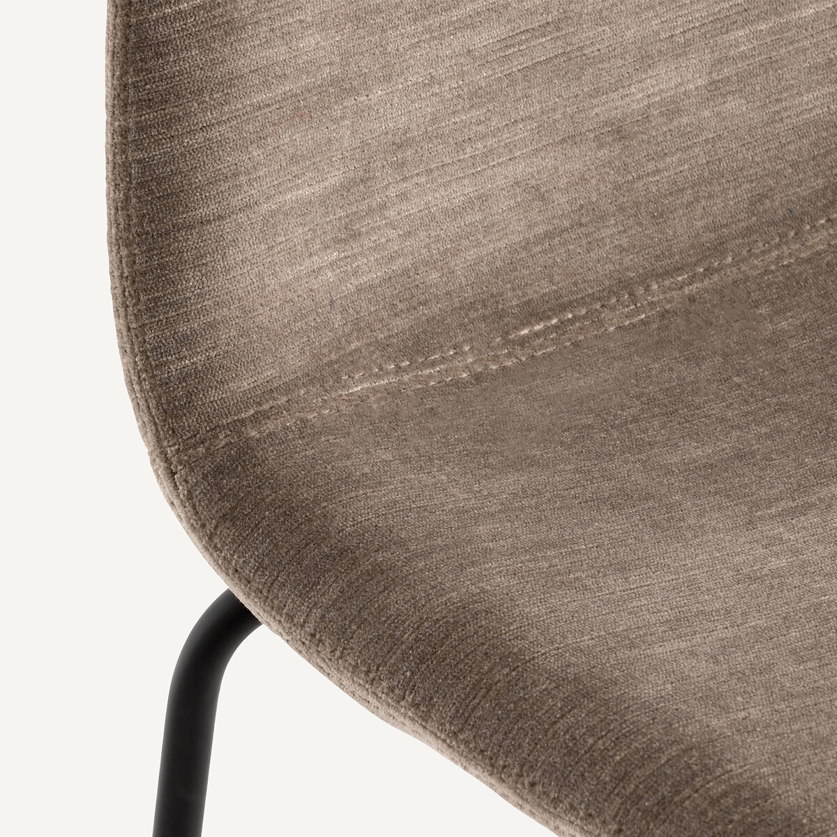 Chaise de bar, velours flammé, H75 cm, Tibby gris lunaire, AM.PM