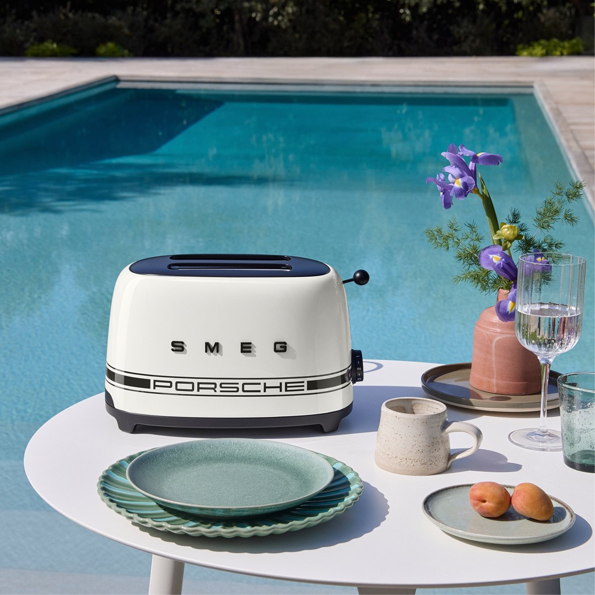 Grille-pain 2 fentes 2 tranches TSF01 blanc carrara brillant, SMEG