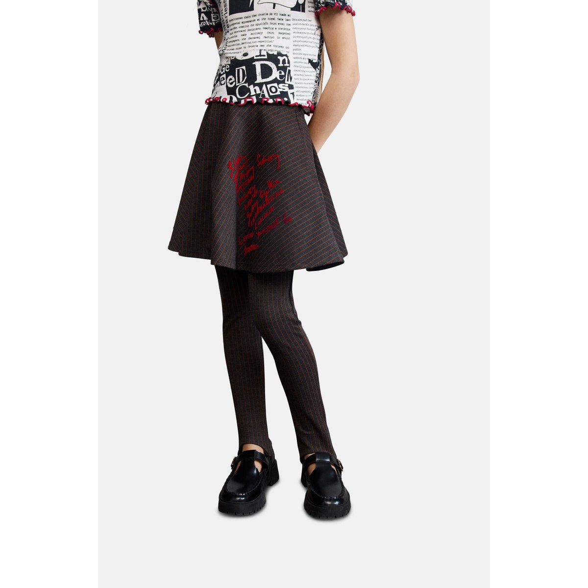 Mini-jupe en maille à rayures noir, DESIGUAL