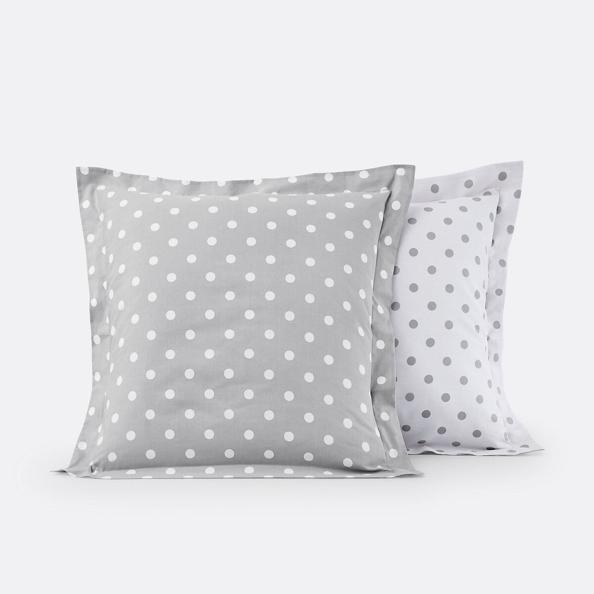Funda de almohada 100% algodón con estampado de lunares, Clarisse gris/blanco, LA REDOUTE INTERIEURS