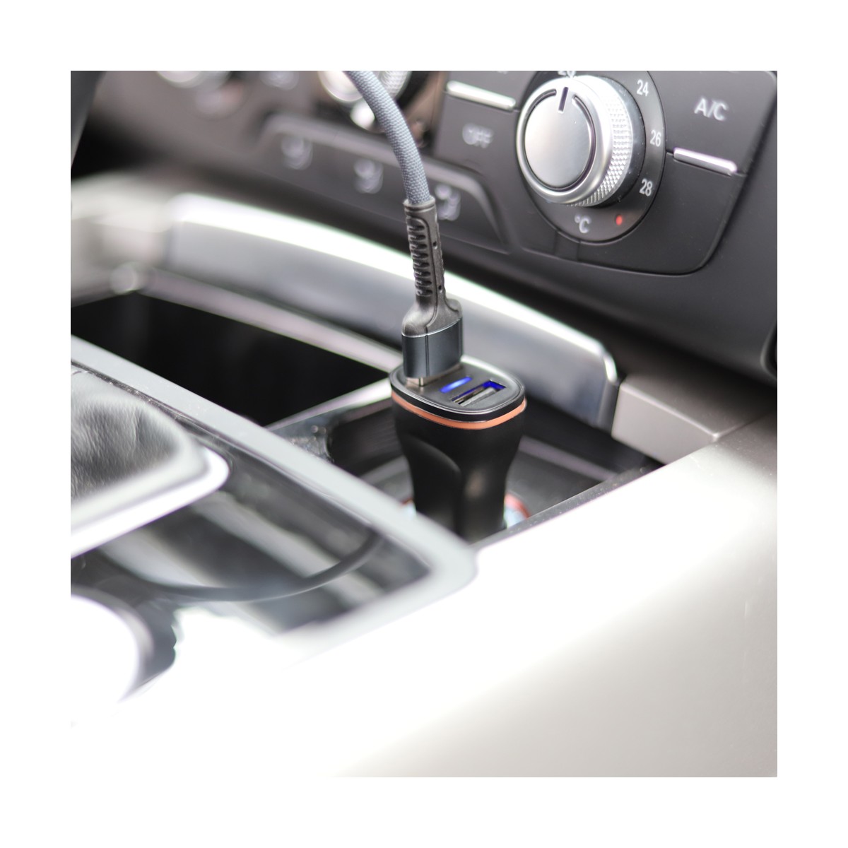 Adaptateur allume-cigare double USB couleur unique, LIVOO