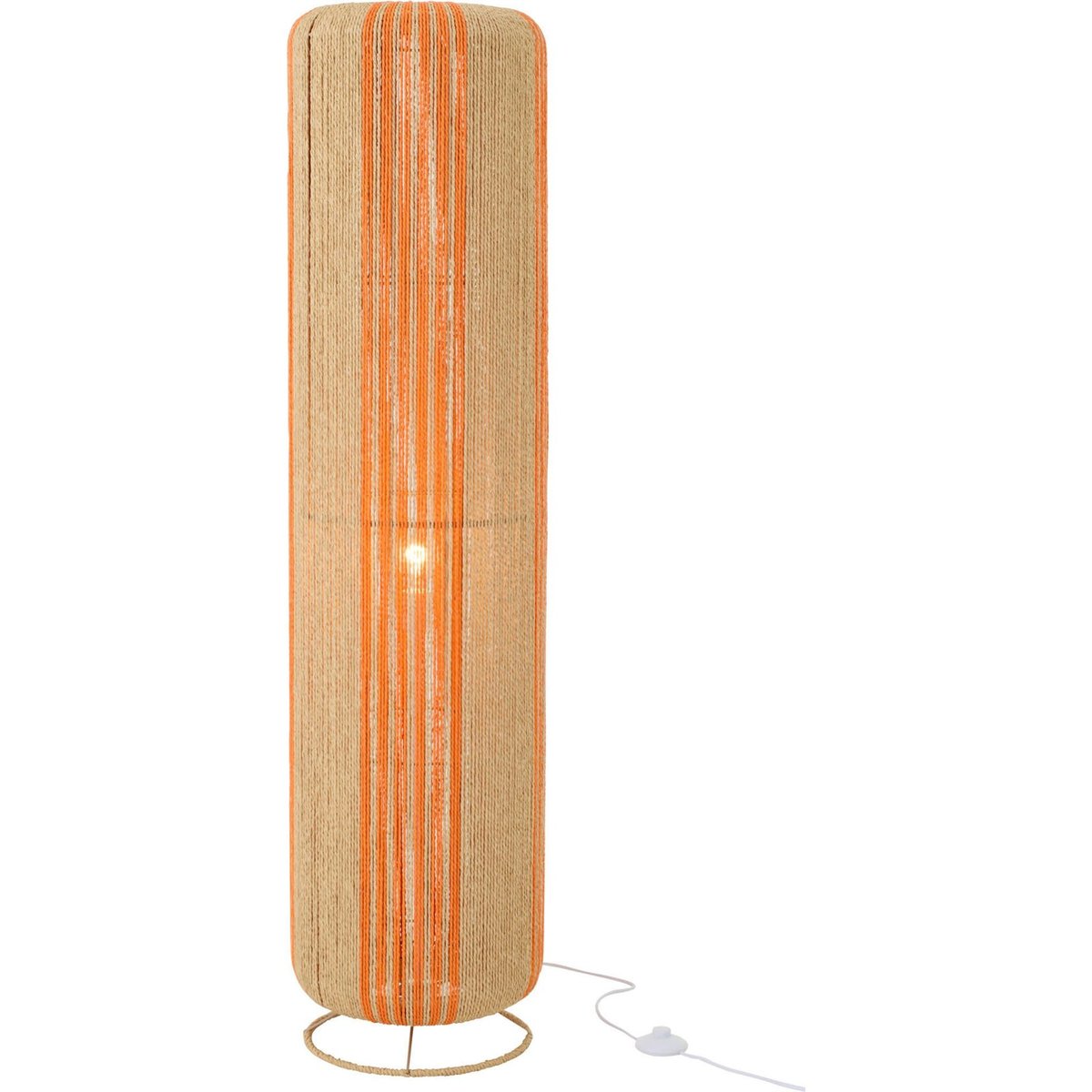 Lampadaire cylindre en corde et métal orange et naturel, RECOLLECTION