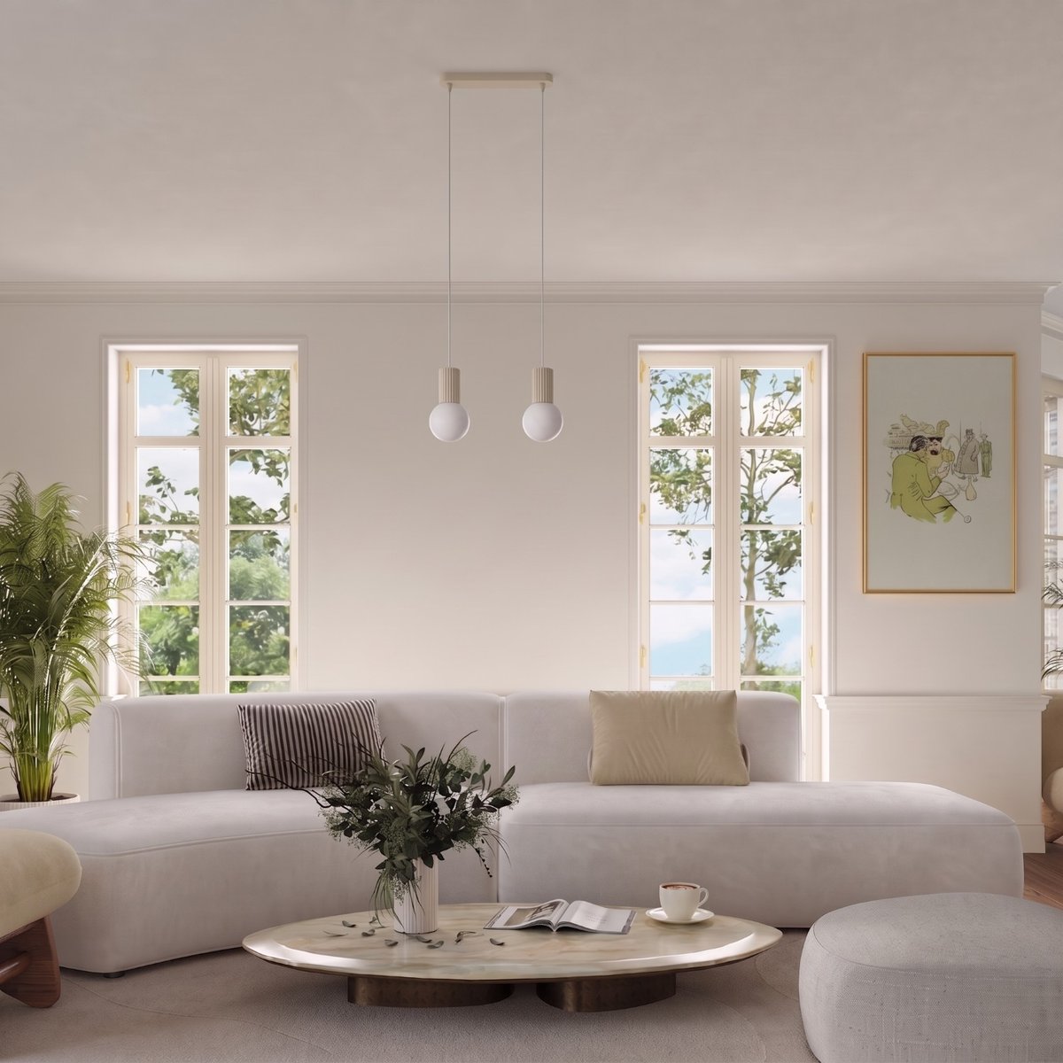 Suspension Aluminium Beige G9 3 Halo beige, EDEN