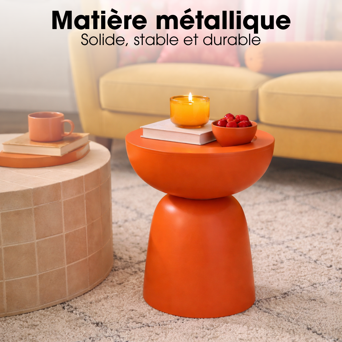 Table d'appoint ELLIOT orange, MICA DECORATIONS