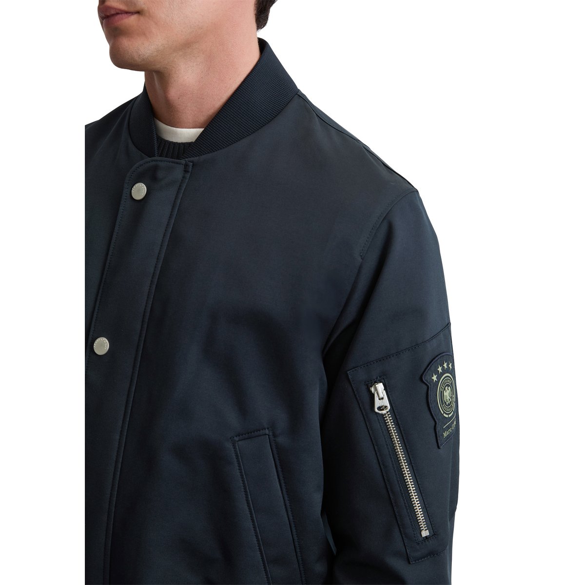 Veste d'aviateur DFB Travel Collection en micro-canvas hydrofuge bleu foncé, MARC O'POLO