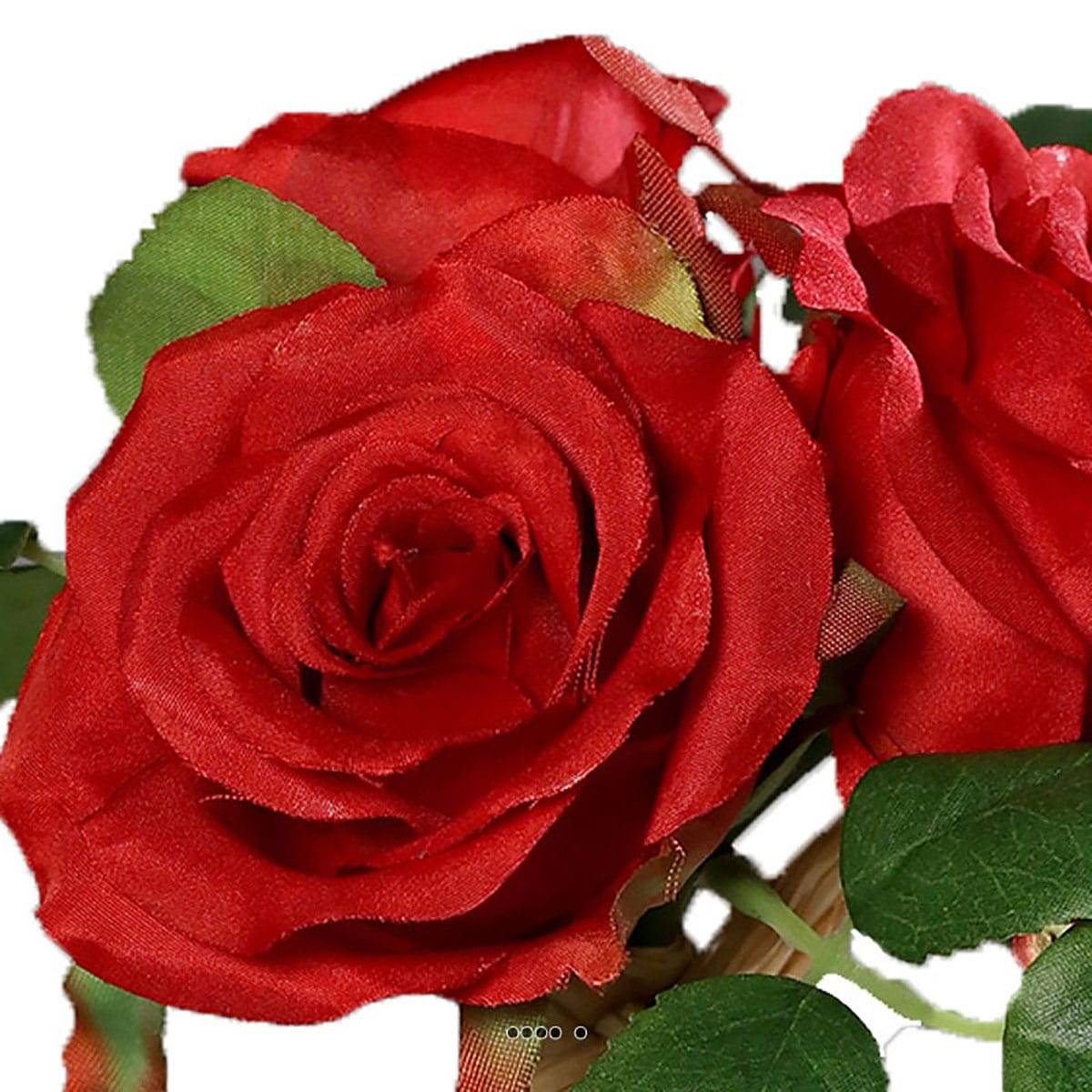 Adorable petit bouquet de fausses roses 3 têt rouge, ARTIFICIELLES