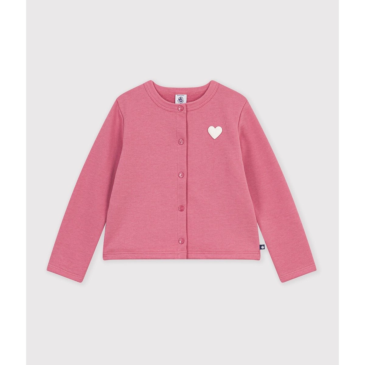 Gebreid vest in katoen oudroze, PETIT BATEAU