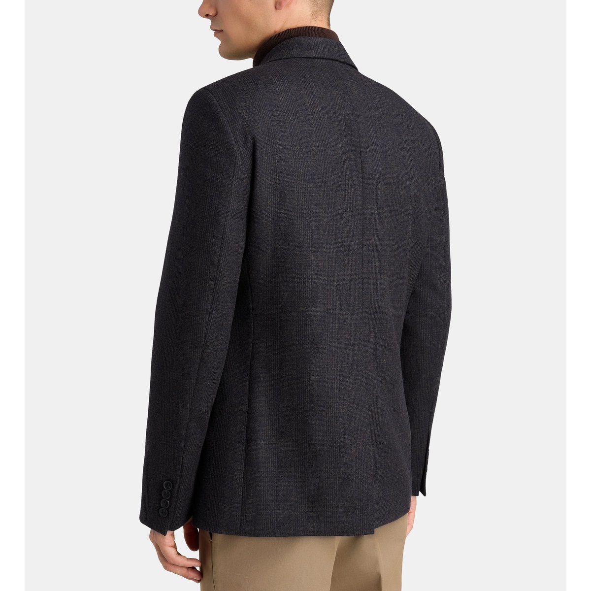 Veste de costume droite bergamo à carreaux laine mélangée marron, COMPTOIR GL