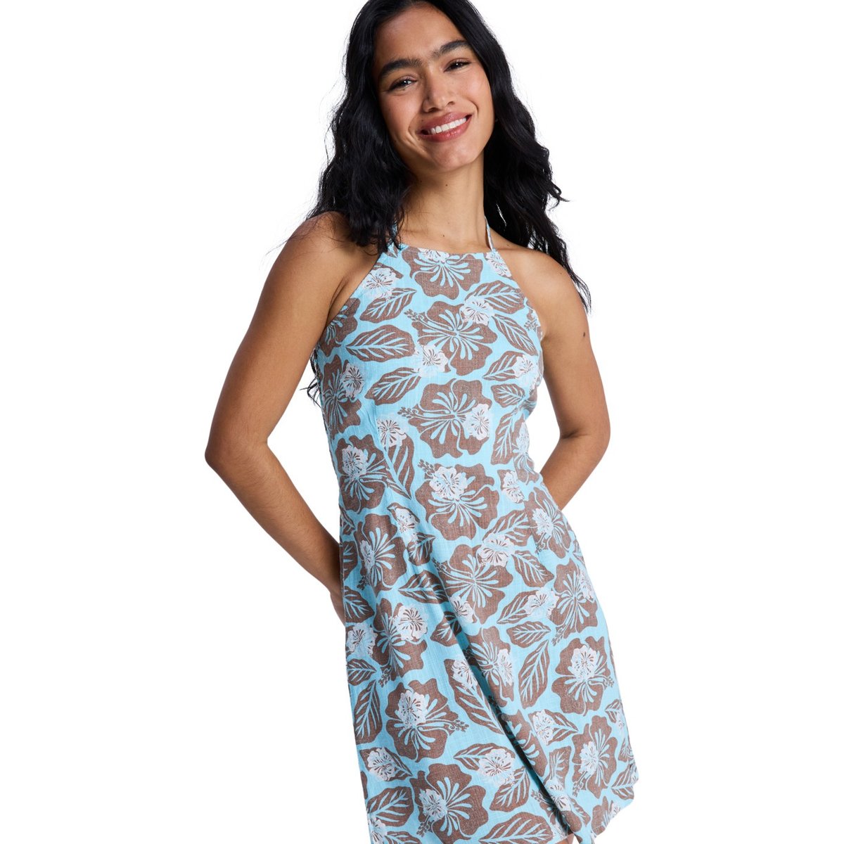 Robe dos-nu AFTER GLOW MINI. marron brownie hibiscus hype, ROXY