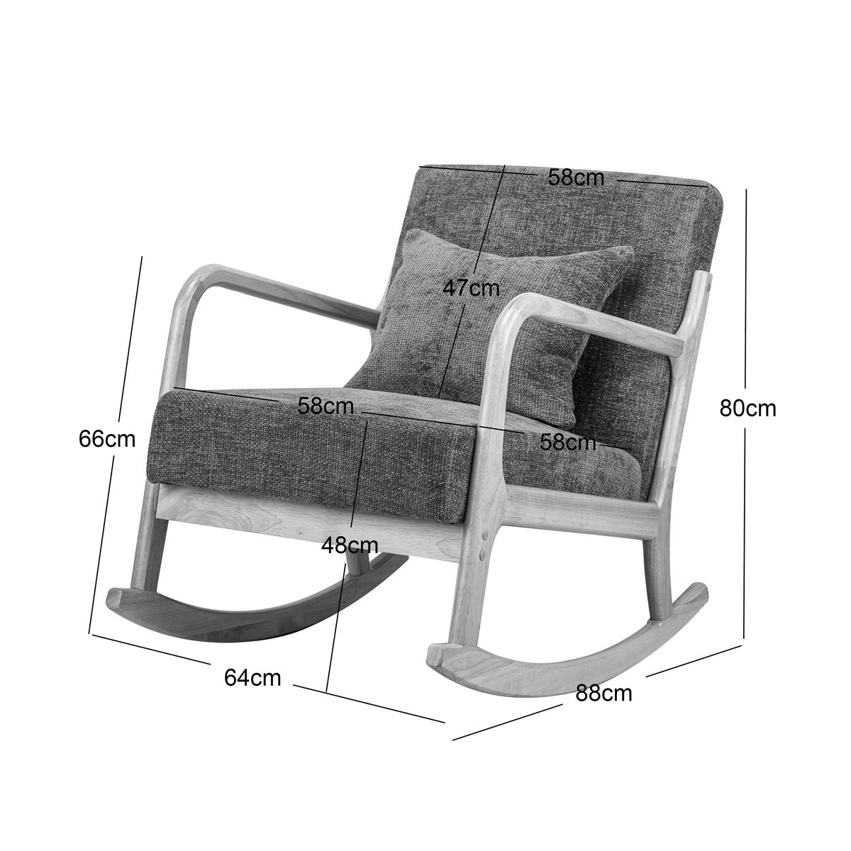Rocking chair, bois et bouclette, DIANA blanc cassé, NORDLYS