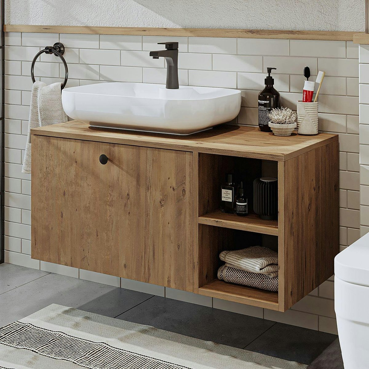 Meuble vasque mural 1 tiroir RUSH pin, PIER IMPORT