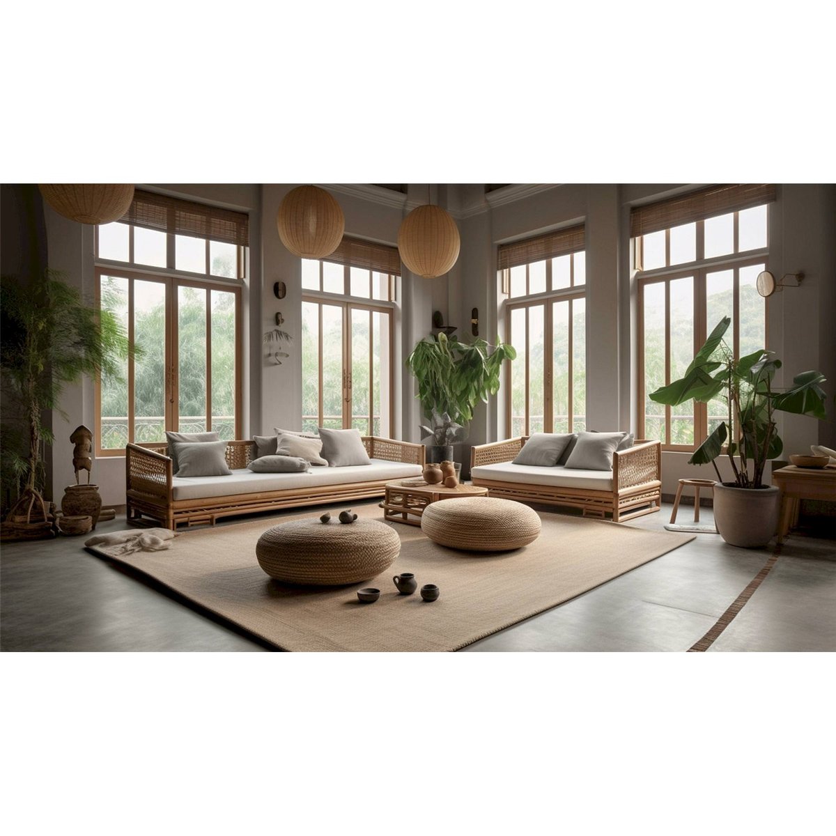Suspension en tissu rond Boho Elegant beige crème avec dessous ivoire, BPS KONCEPT