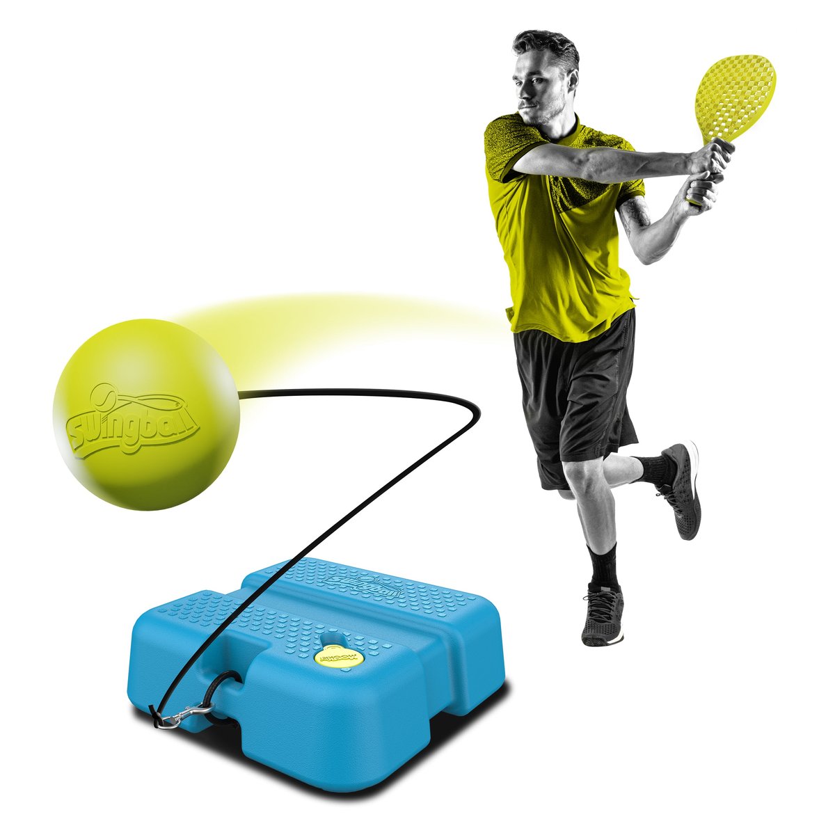 Jeu de balles 2en1 Swingball REFLEX TENNIS & FOOTBALL bleu - noir - jaune, SWINGBALL
