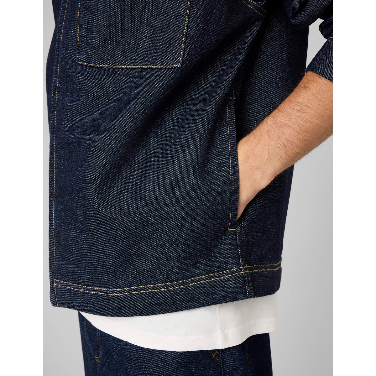 Veste en denim zippée bleu moyen, BZB
