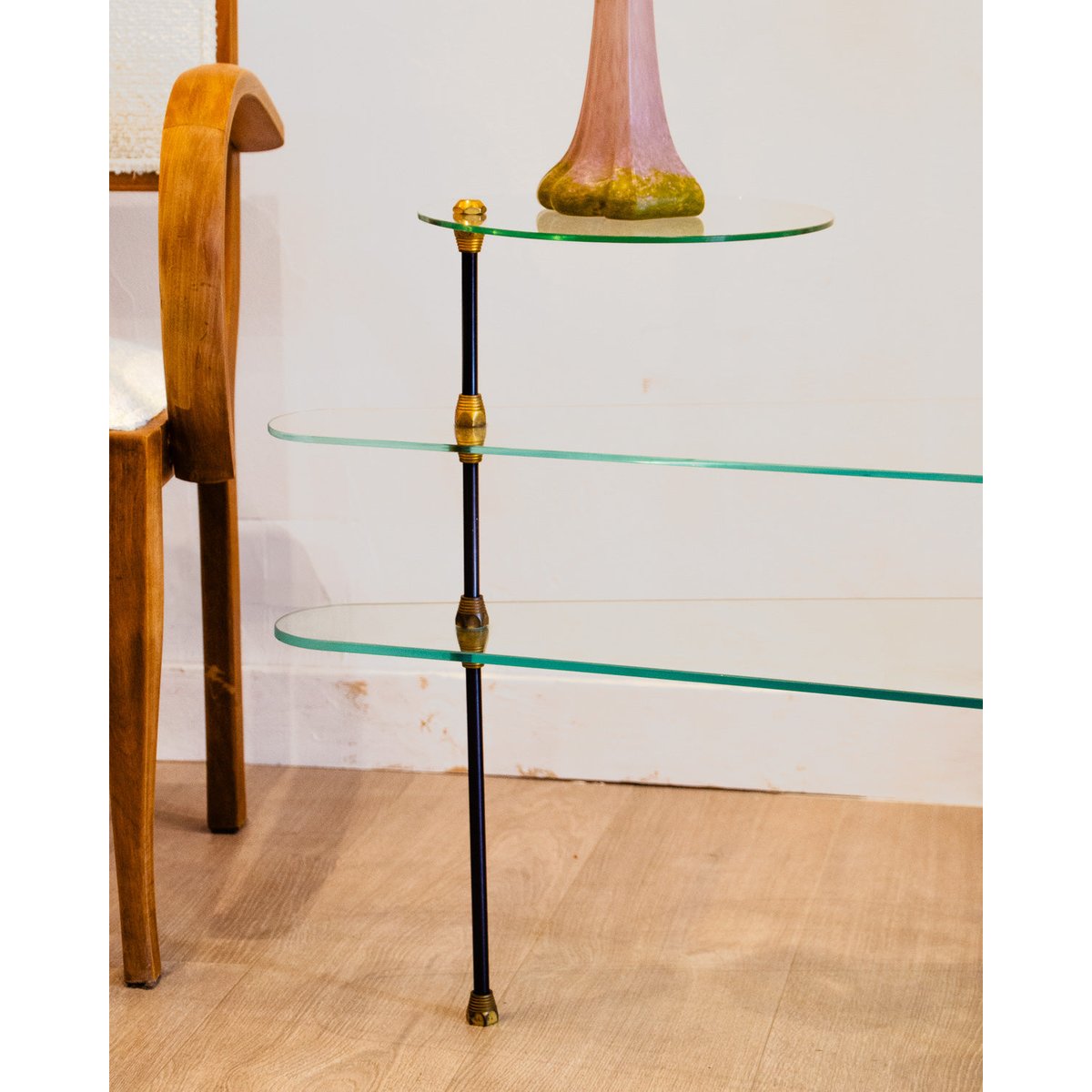 Étagère modulable en verre et métal Isabelle N°291 - Bon état noir, DEBONGOUT