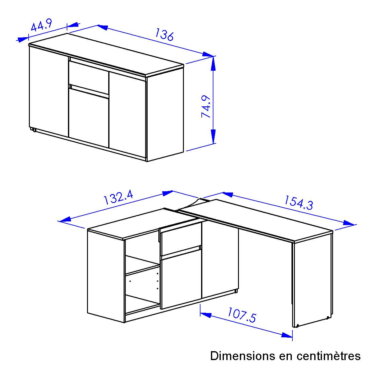 Bureau pivotant - GAETAN multicolore, CAMIF