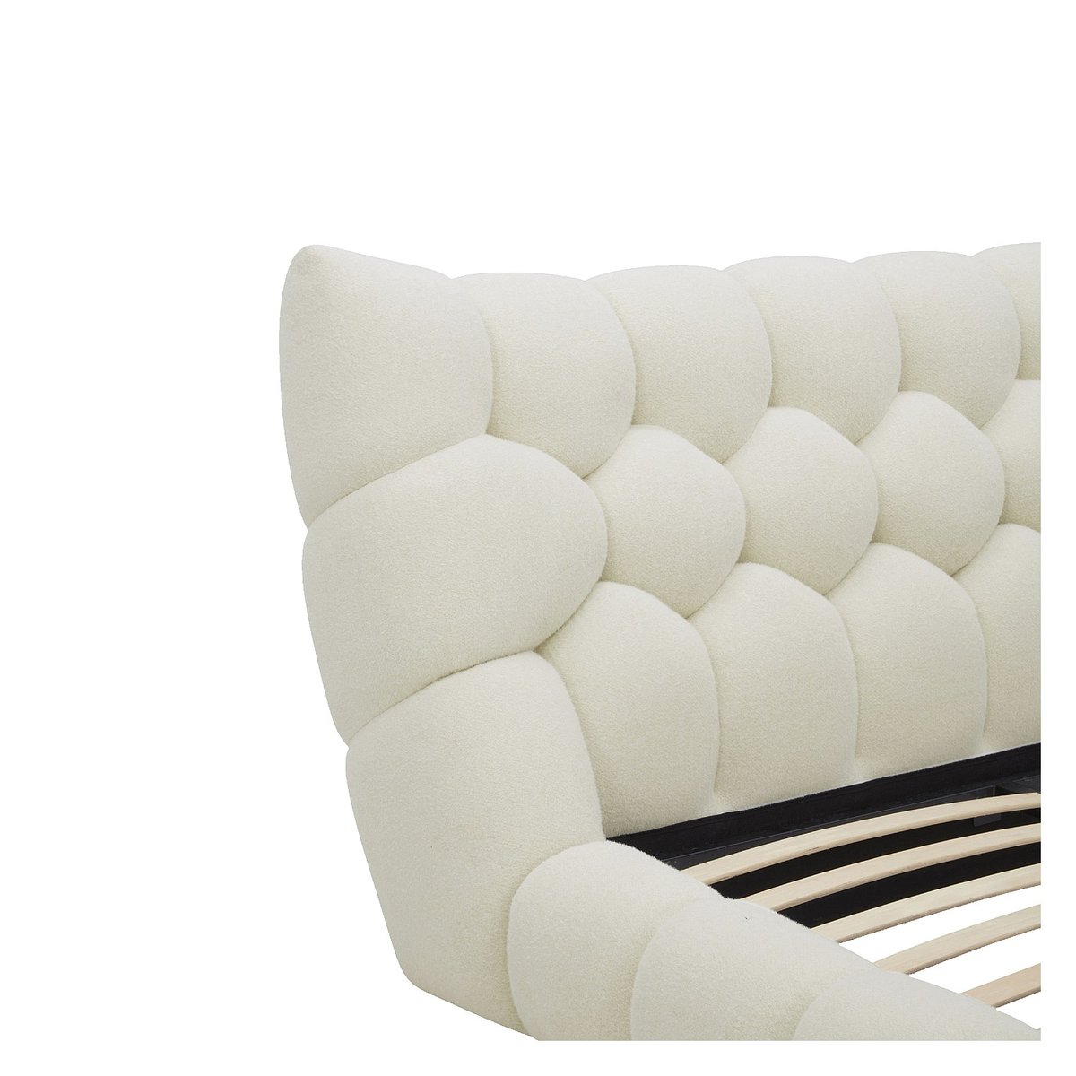 Lit en tissu matelassé CEFALU crème, HABITAT