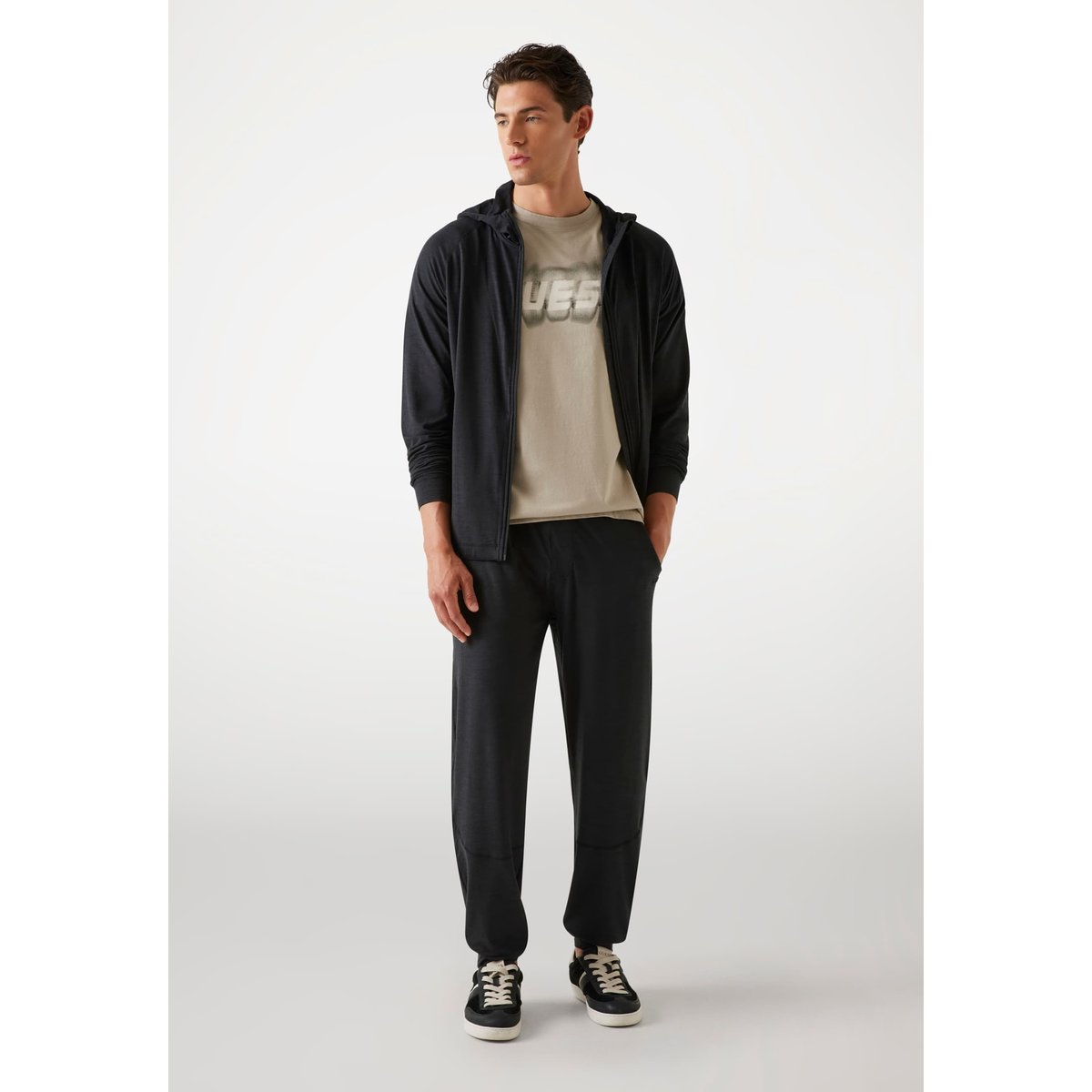 Sweat-Shirt Zippé Capuche noir, GUESS