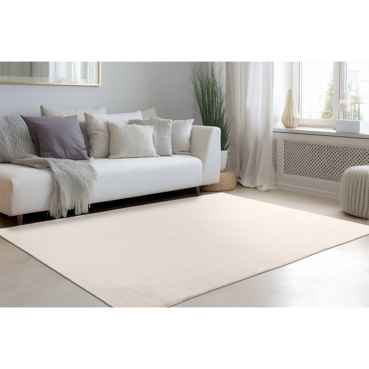Tapis shaggy à poil court style scandinave taupe clair beige chaud, ARTE ESPINA