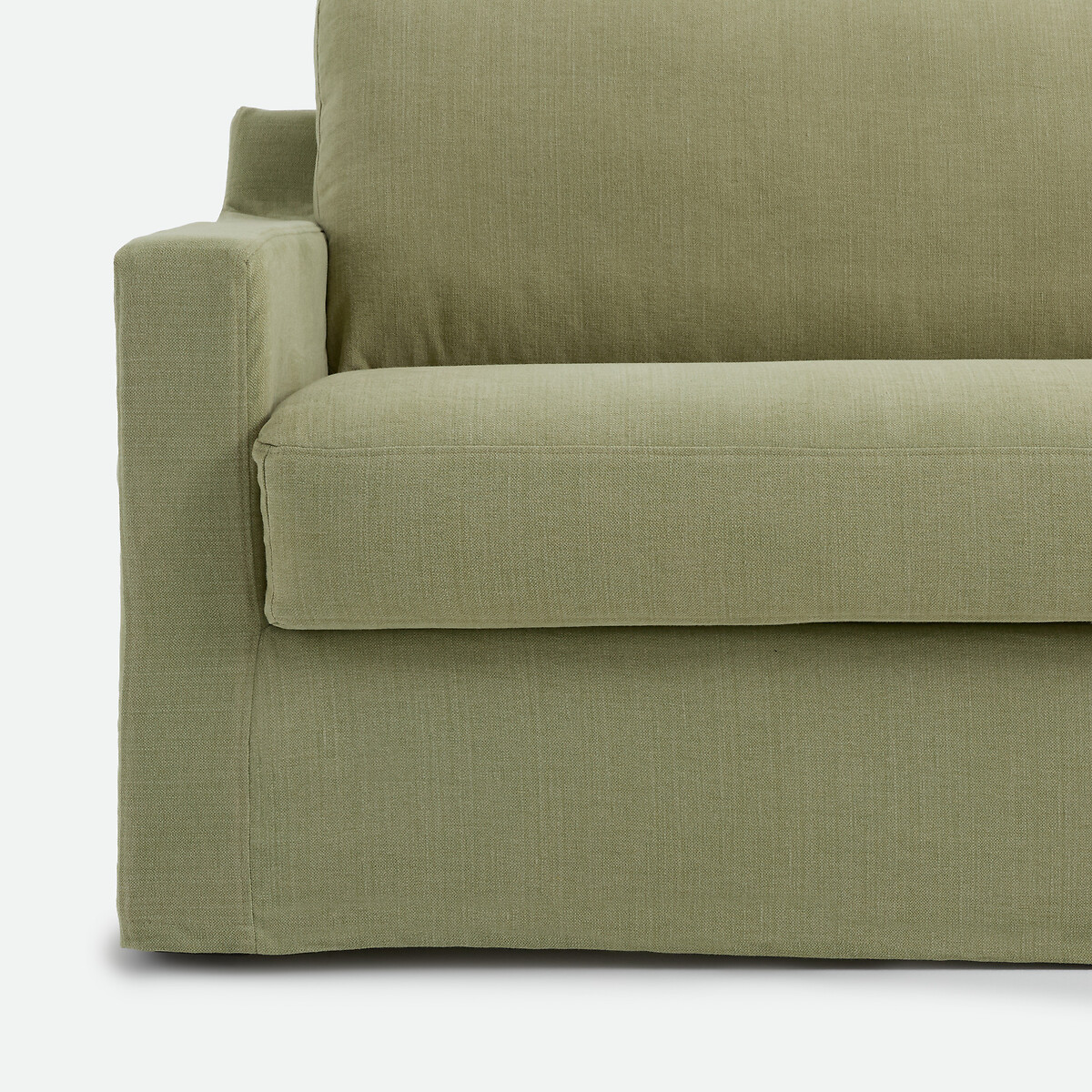 Canapé convertible déhoussable, 2, 3 ou 4 places, en coton et lin, LINETTO vert clair, LA REDOUTE INTERIEURS