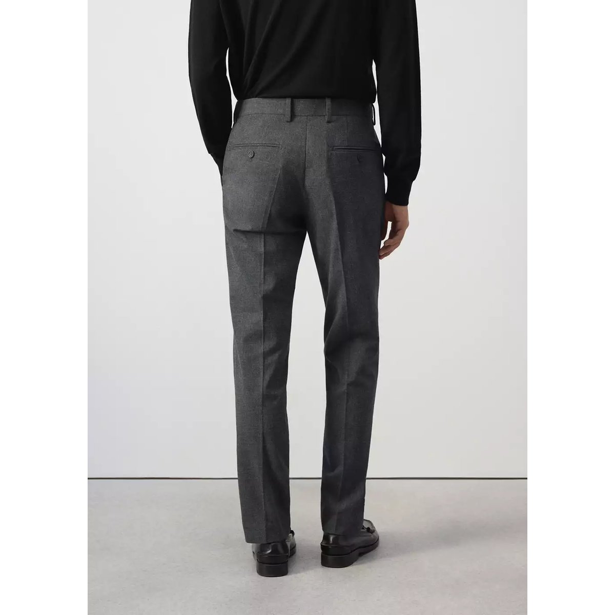 Pantalon flanelle regular-fit gris chiné foncé, MANGO MAN