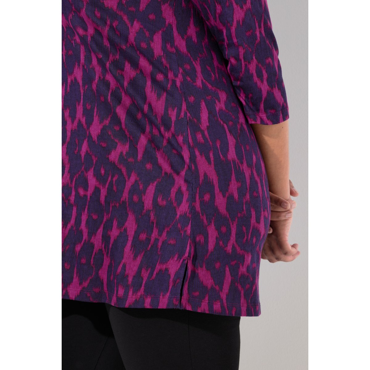 T-shirt long, coupe évasée noir, ULLA POPKEN