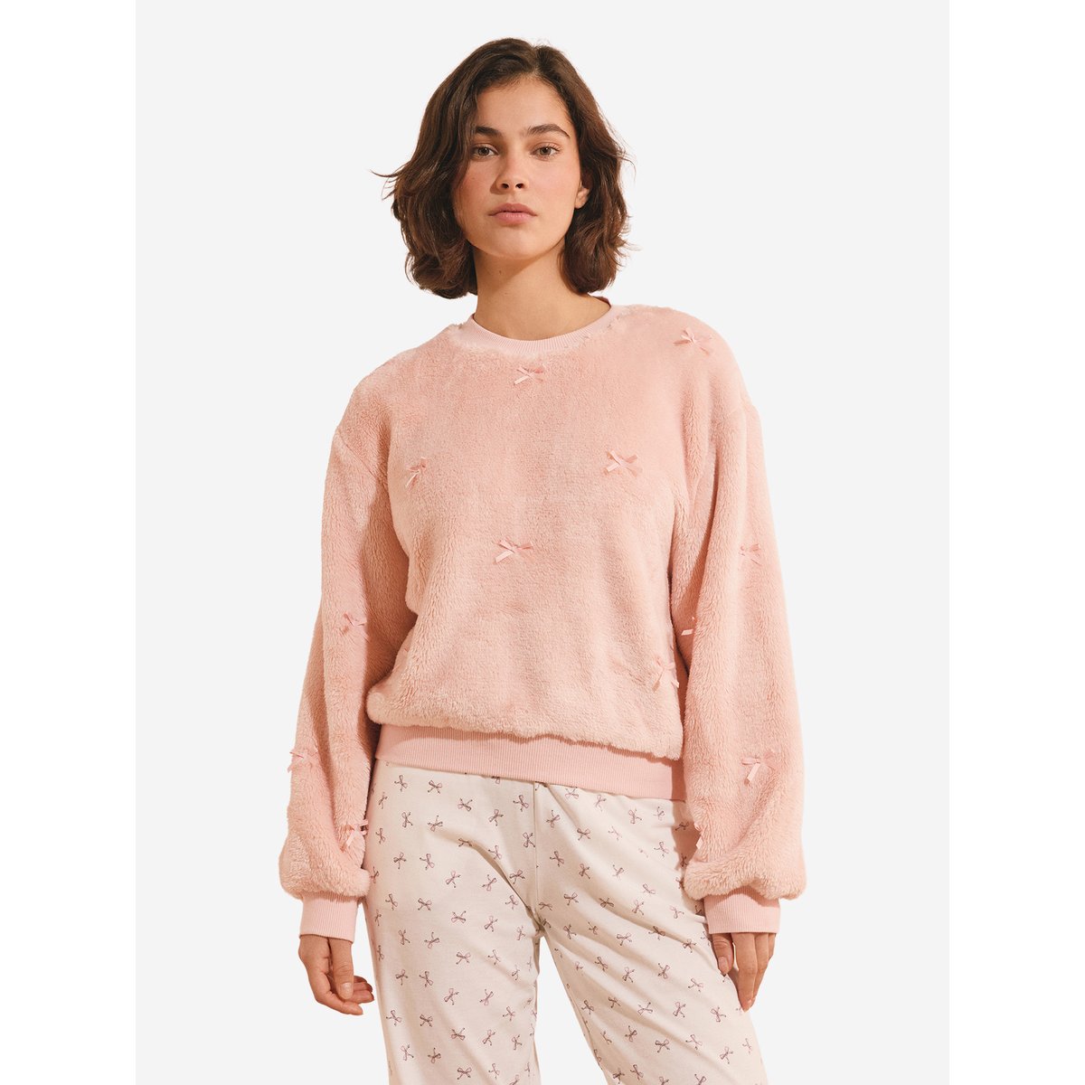 Sweatshirt avec noeuds BRUNO rose poudre, ETAM
