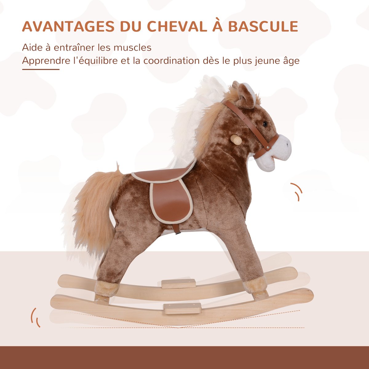 Cheval à bascule pour enfants Bois Marron marron, HOMCOM