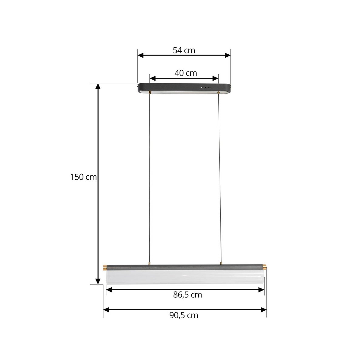 Suspension moderneLED, Alania gris, or, transparent, LUCANDE