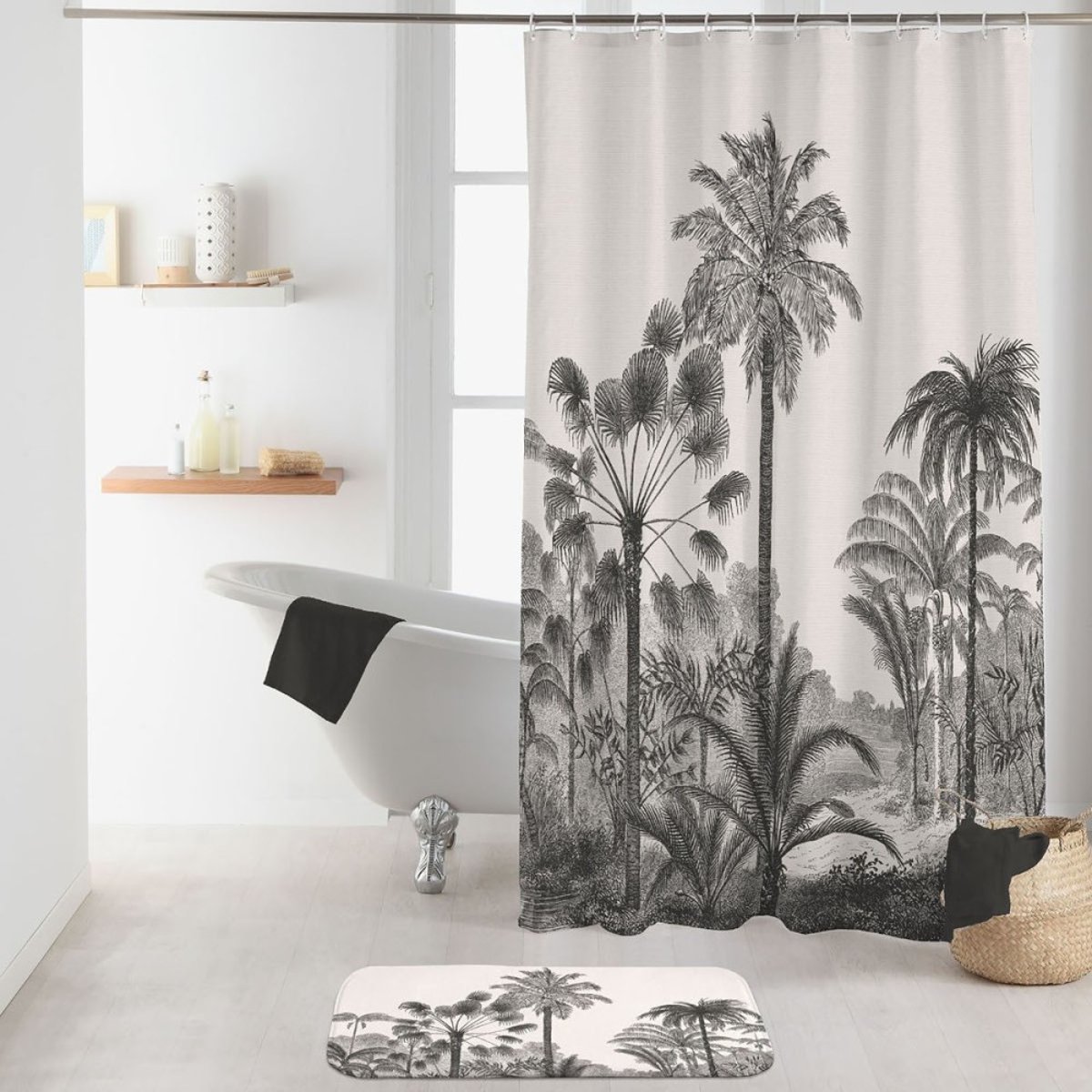 Rideau de douche 180x200 Cocoty blanc, DECORATIE