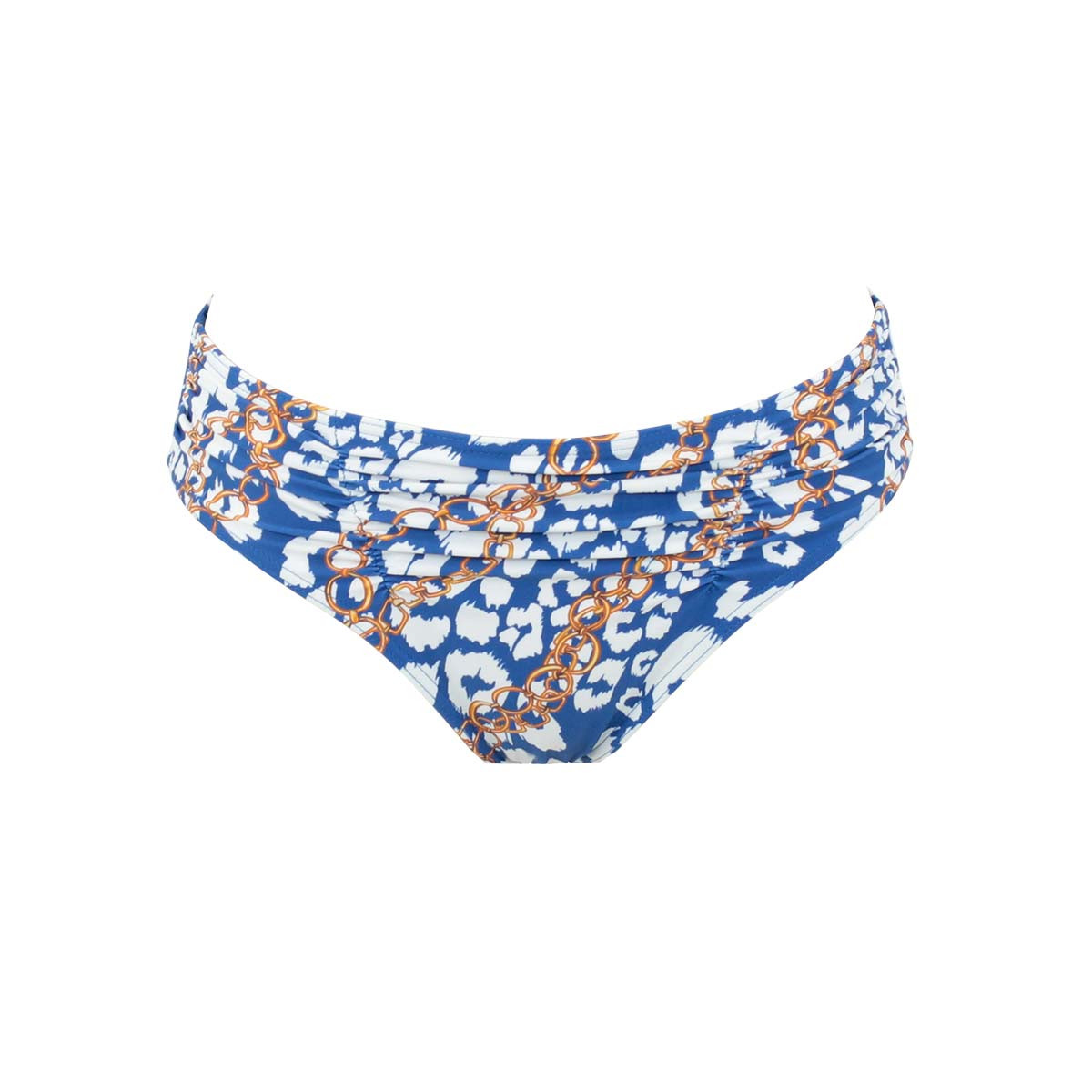 Bas de maillot culotte drapée LAVEZZI bleu, JANINE ROBIN