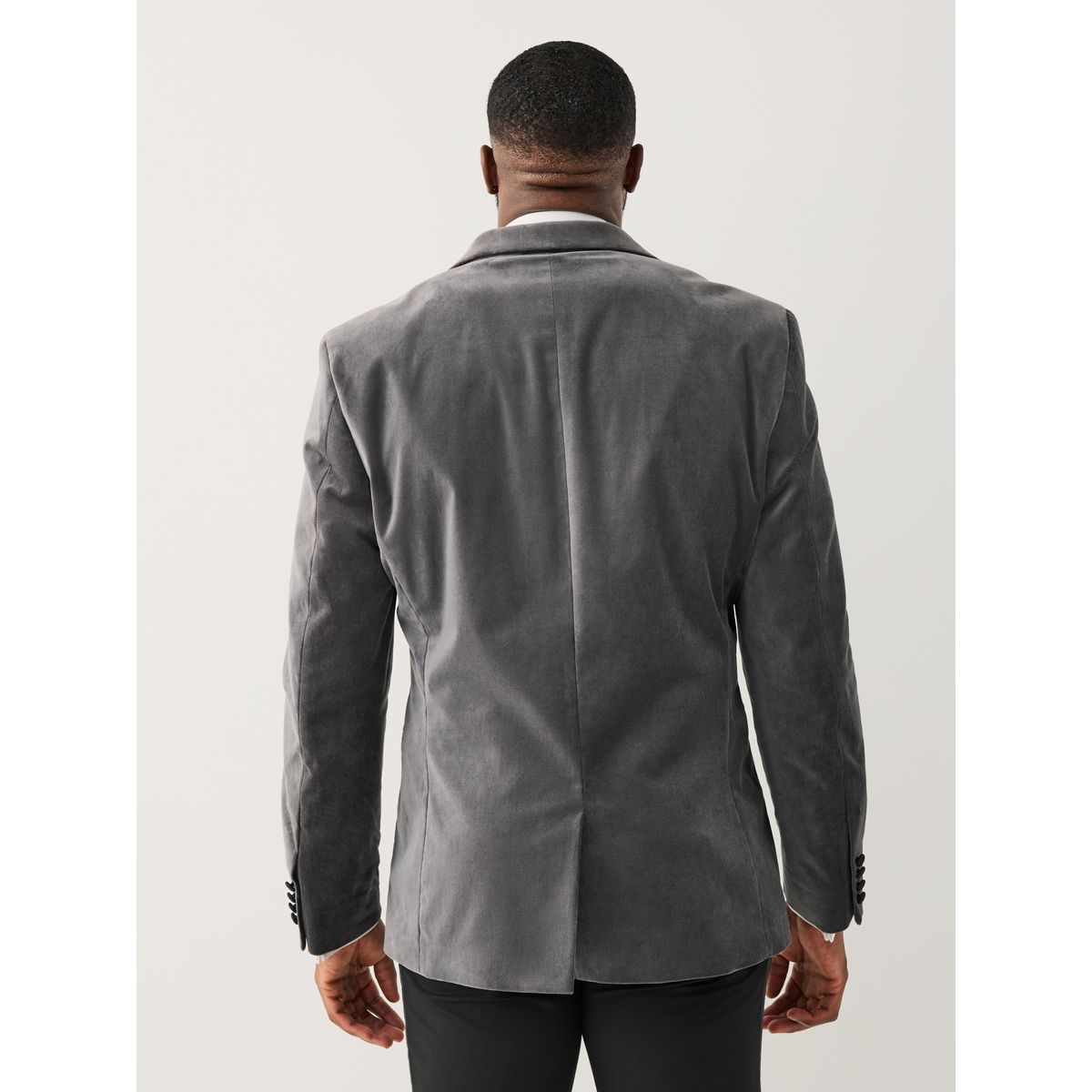 Blazer moulant en velours et motionflex gris, NEXT
