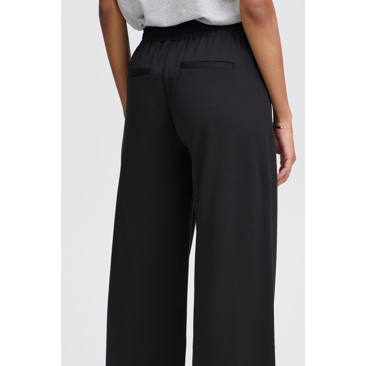 Pantalon coupe droite, jambes larges, taille haute noir, B.YOUNG