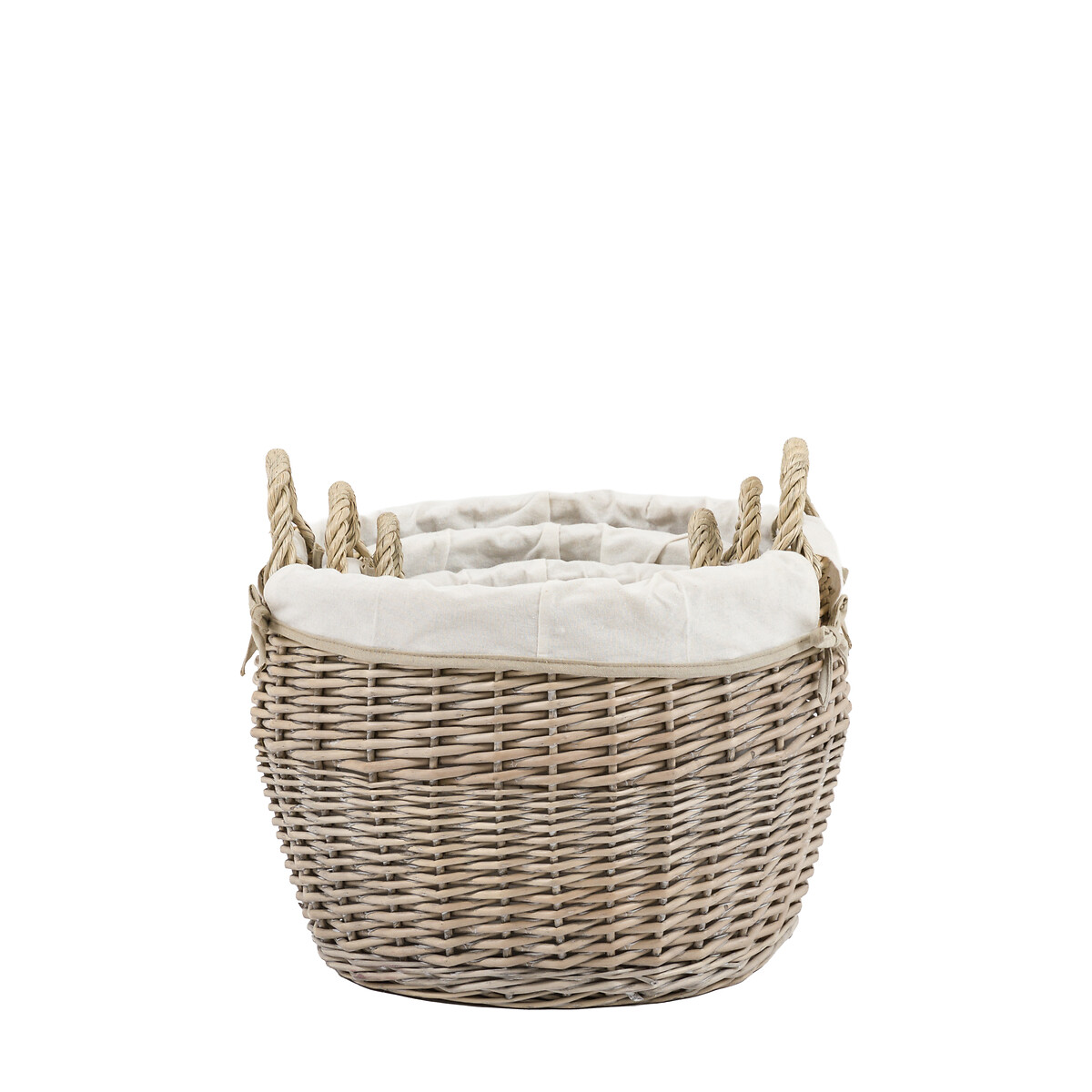 Set of 3 Aro Round Lined Baskets in Natural brown              , ÉDITÉ