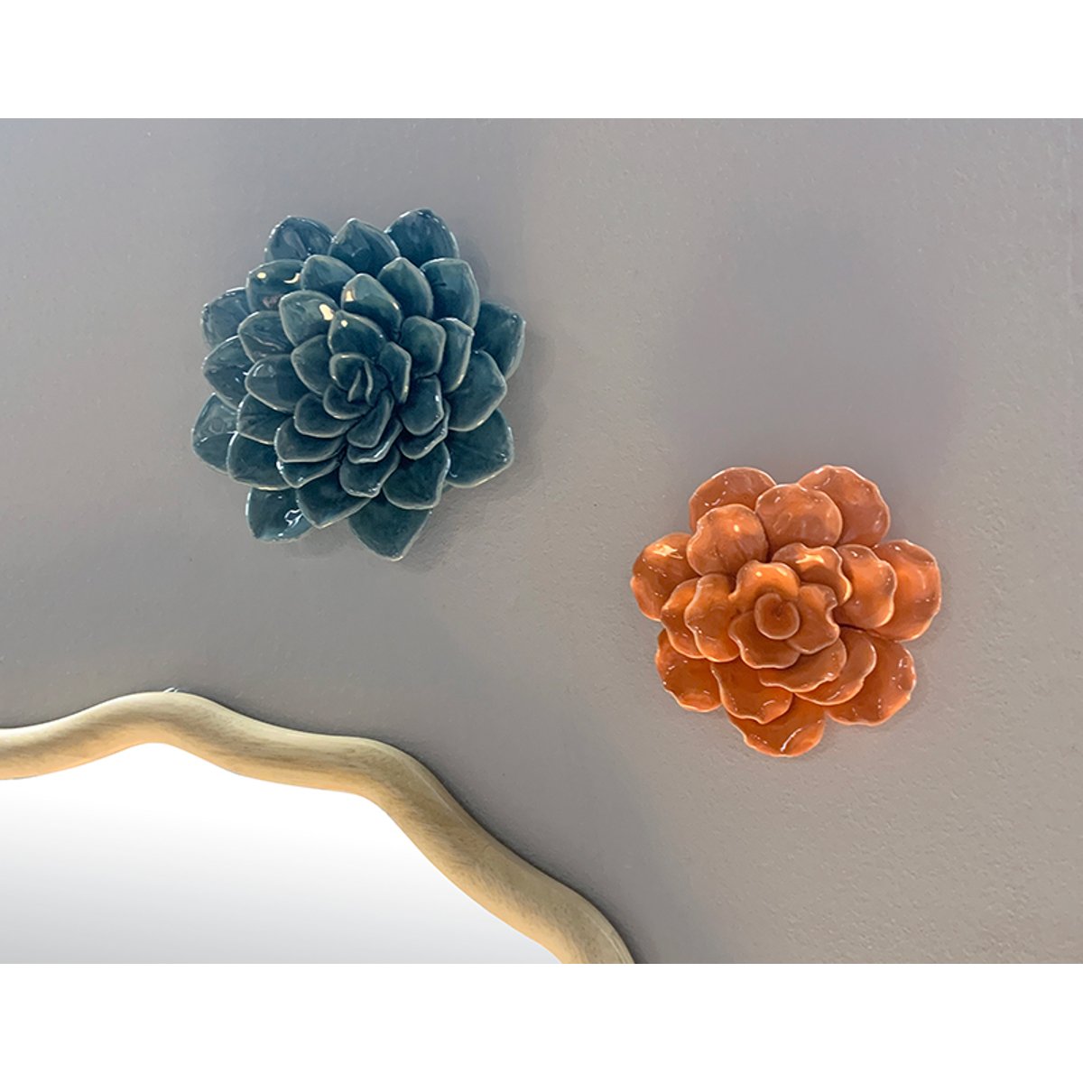 Déco murale fleur céramique 17.8cm vert, EMDE