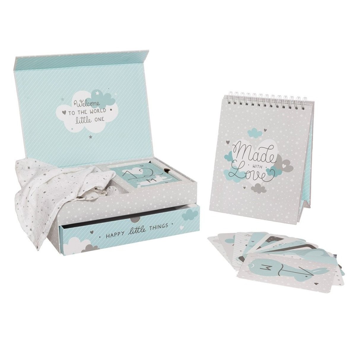 Coffret Naissance Welcome Rose bleu, ATMOSPHERA