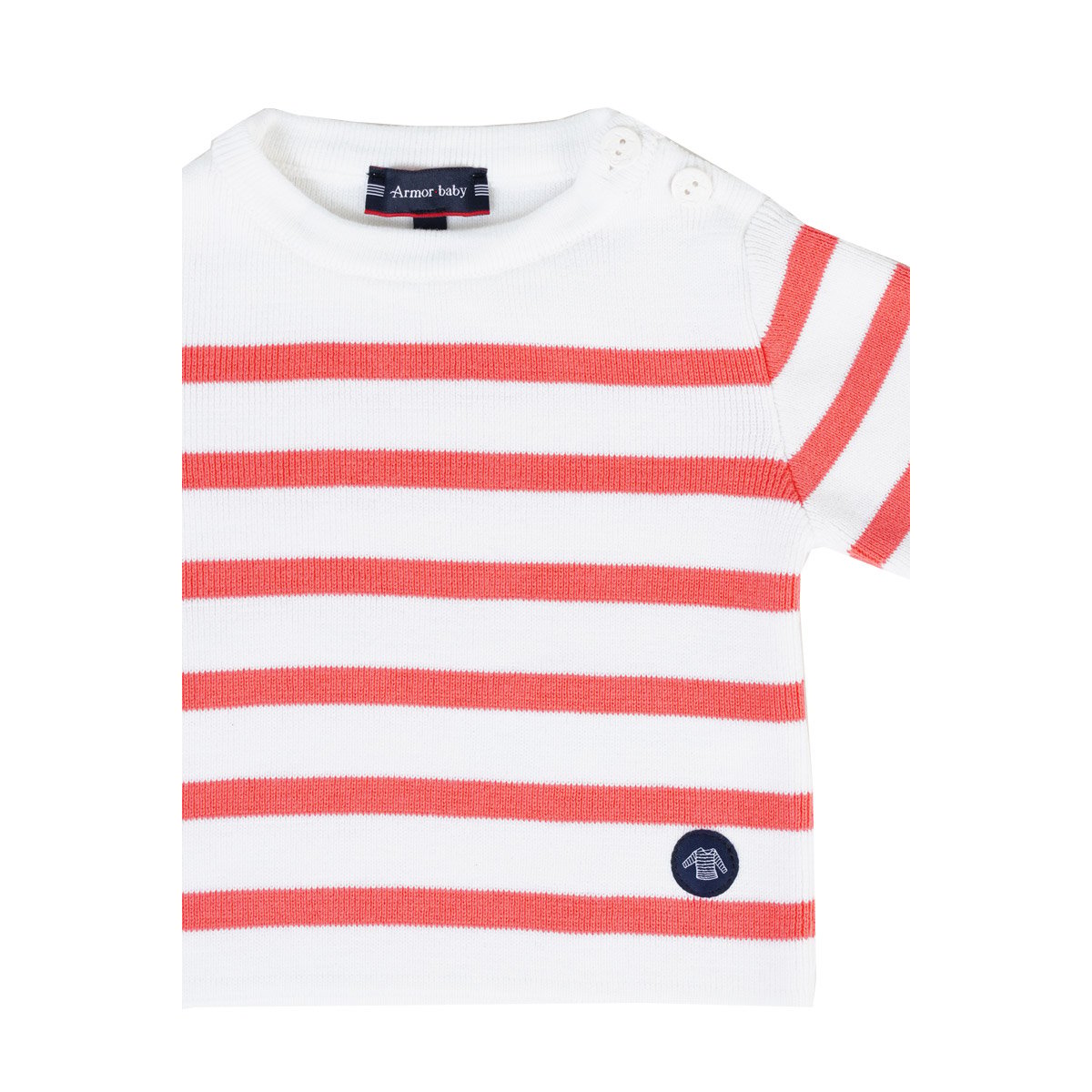 Pull marin rayé en coton BABY blanc/chupa, ARMOR-LUX