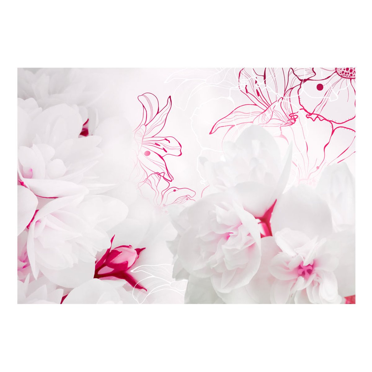 Papier peint intissé panoramique Fleurs Enveloped in white blanc, EDEN