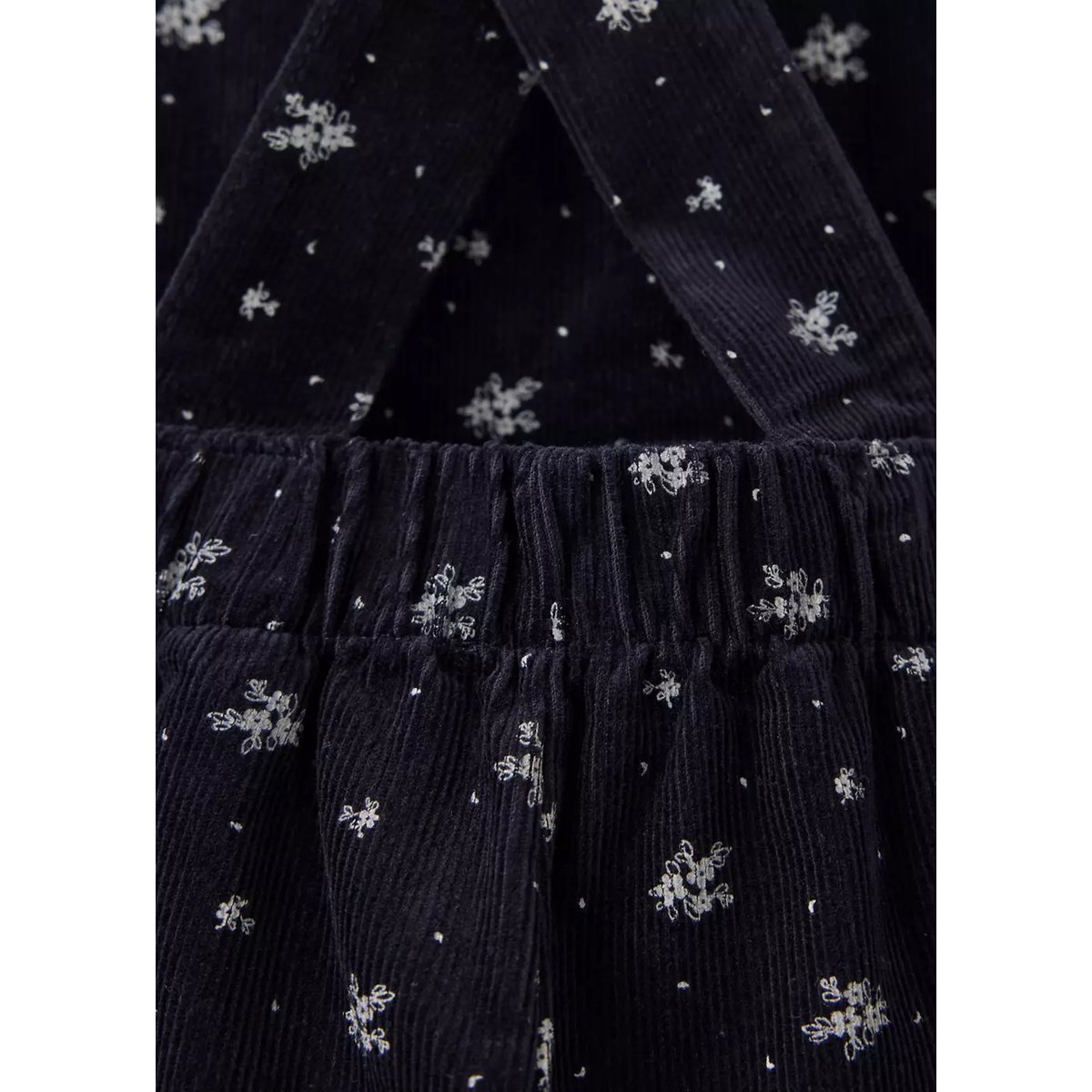 Salopette velours côtelé en imprimé fleuri bleu marine, MANGO BABY