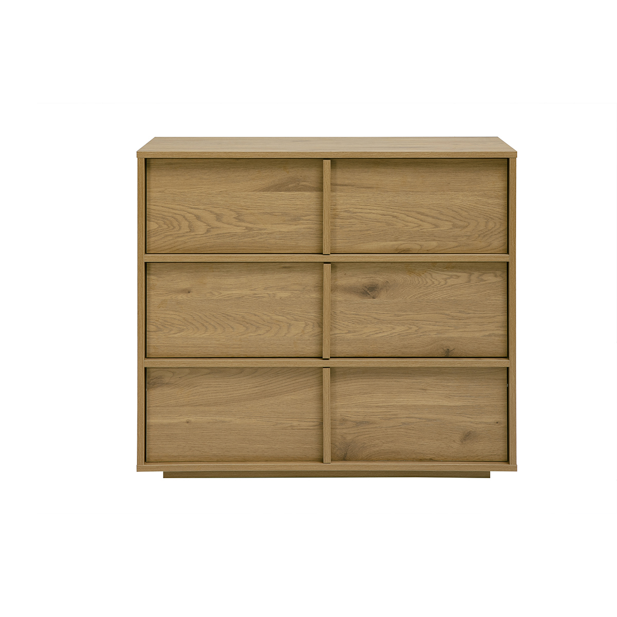 Commode finition bois foncé noyer 3 tiroirs L90 cm LOTHAIRE chêne clair, MILIBOO
