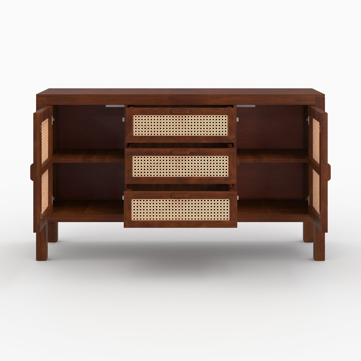 Buffet en bois de manguier et cannage - TIKI marron foncé, MAISON PAVANE
