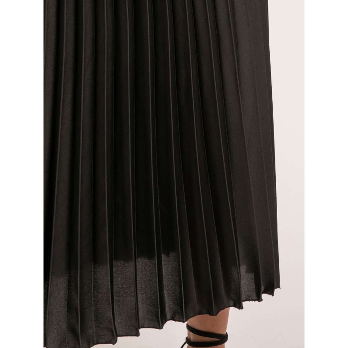 Jupe Longue Satin Plissée Xymma noir, DONA LISA