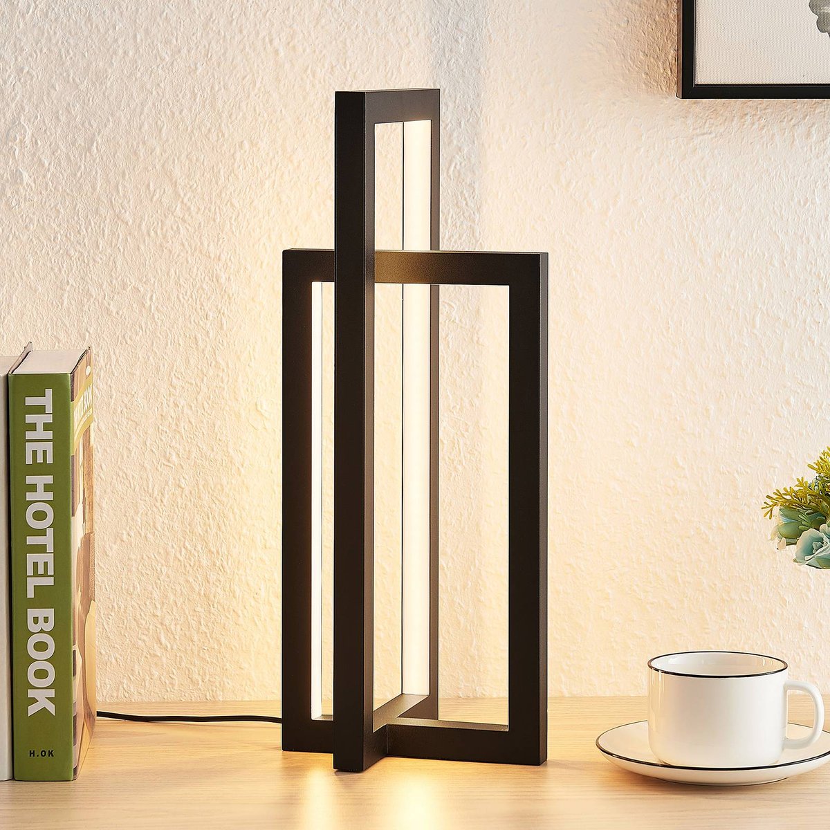 Lampe à poser en aluminium moderneLED, Hylda noir mat, LUCANDE