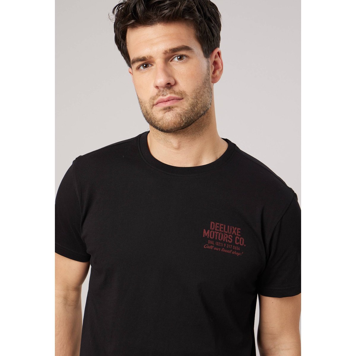 T-shirt regular homme imprimé moto vintage ROWDY black, DEELUXE