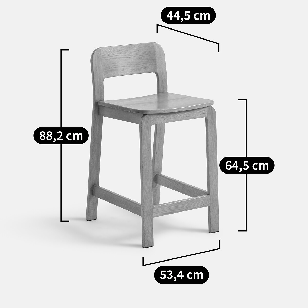 Tabouret de bar en chêne massif, TALET chêne, LA REDOUTE INTERIEURS