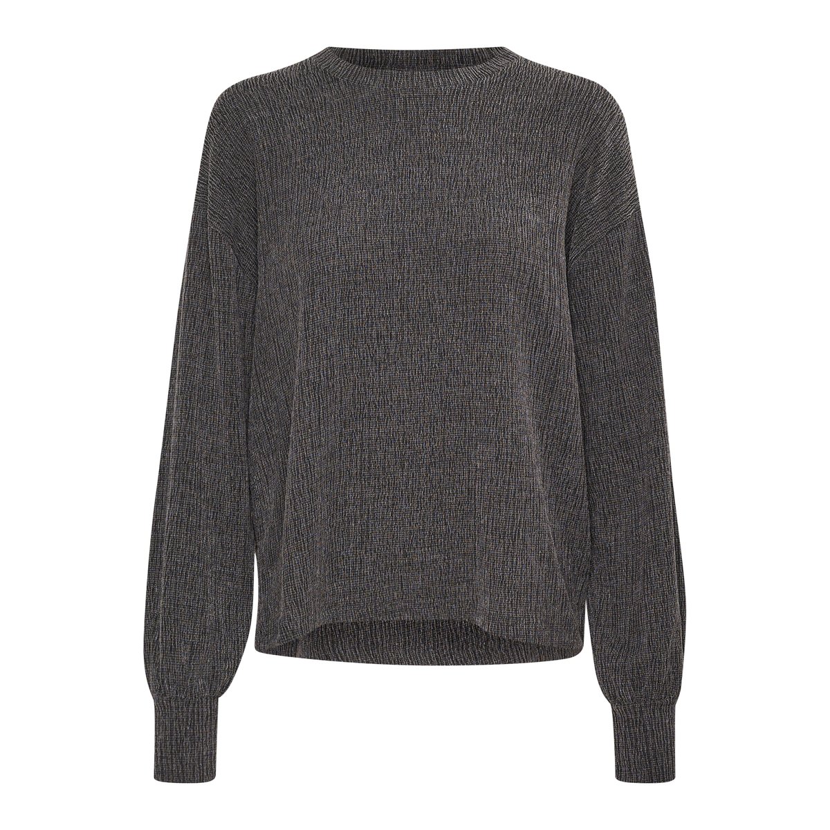 Blouse with long sleeve gris dark grey melange, KAFFE