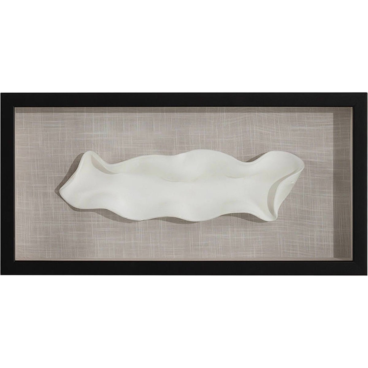 Tableau relief abstrait en argile et verre noir, crème et blanc, RECOLLECTION