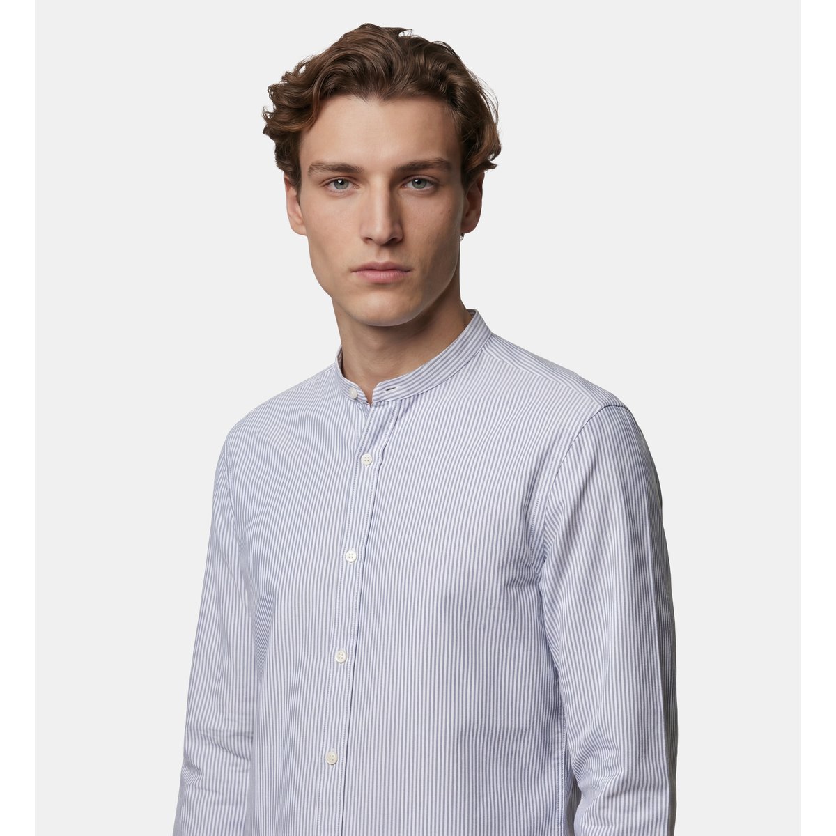 Chemise droite titmao rayures seersucker blanc et bleu, GALERIES LAFAYETTE