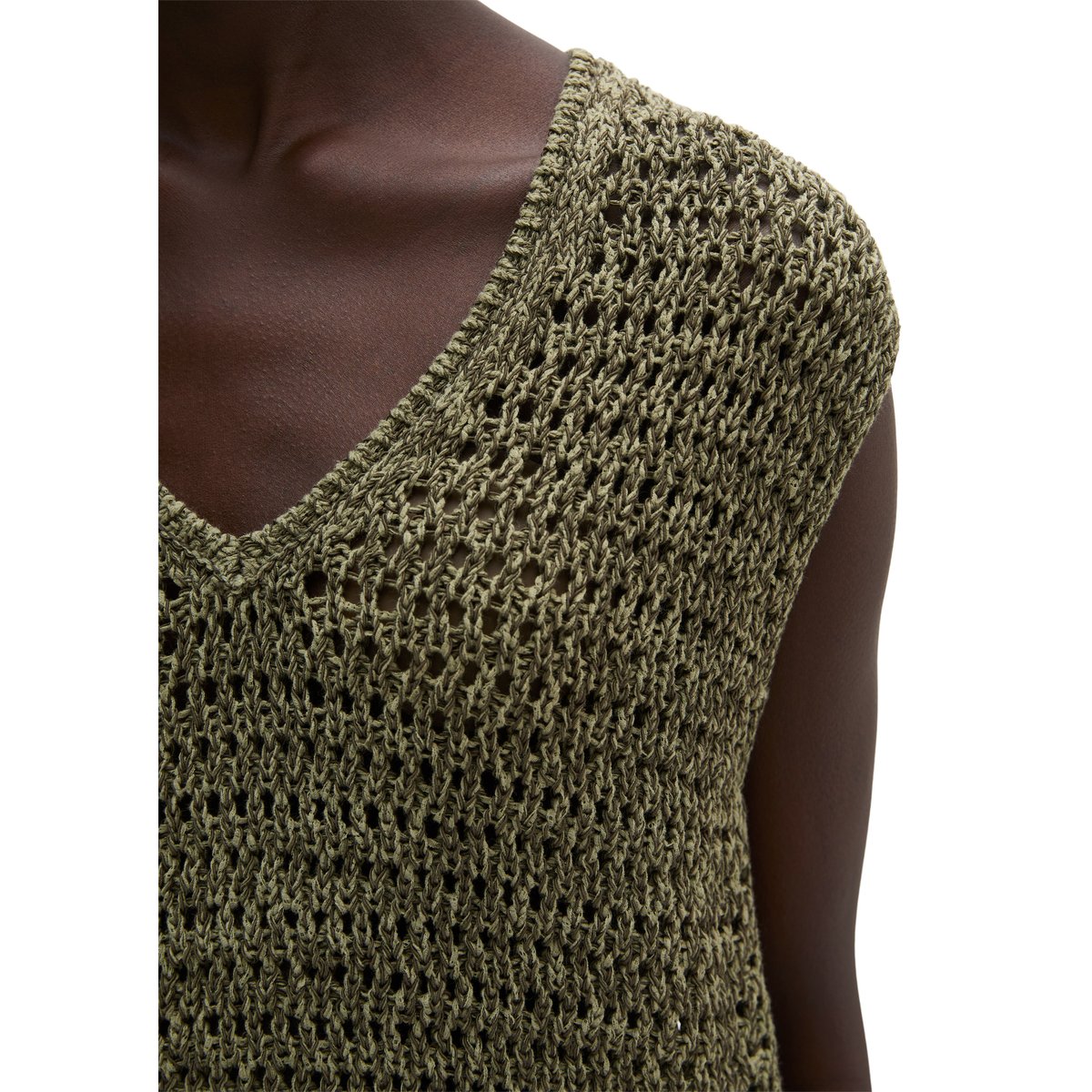 Pull-over en résille slim en mélange de coton bio vert, MARC O'POLO
